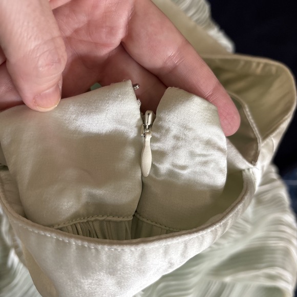 Lovers & Friends Sea Breeze Pants Mint Green Satin Chiffon Medium LONG Wide Leg - Picture 9 of 11